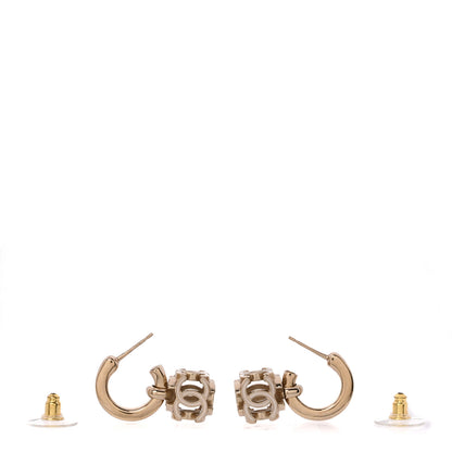Chanel Enamel CC Cube Drop Earrings Gold White 3 of 4