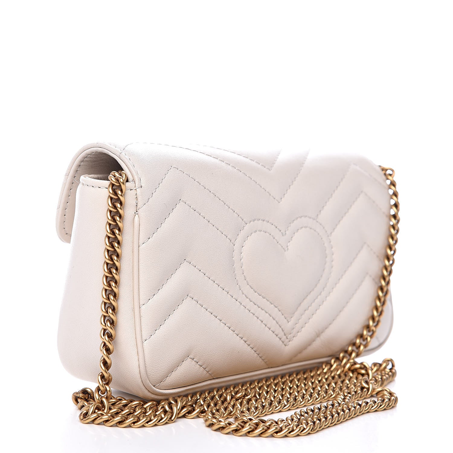Gucci Calfskin Matelasse Super Mini GG Marmont Shoulder Bag White 3 of 13