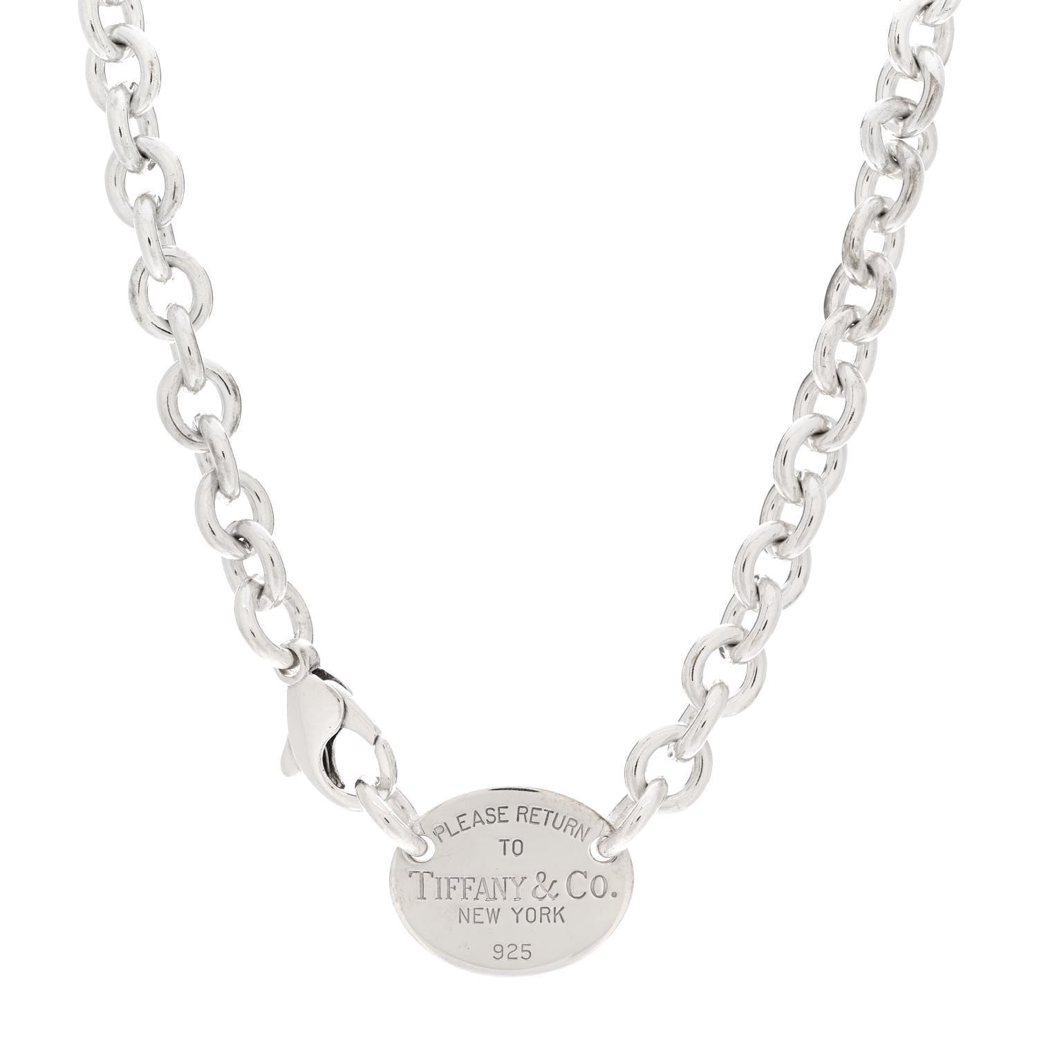 Tiffany Sterling Silver Return to Tiffany Oval Tag Choker Necklace 1 of 3