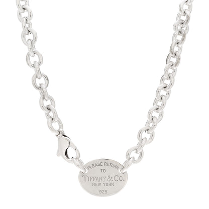 Tiffany Sterling Silver Return to Tiffany Oval Tag Choker Necklace 1 of 3