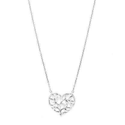 Tiffany Sterling Silver Paloma Picasso Olive Leaf Heart Pendant Necklace 1 of 6