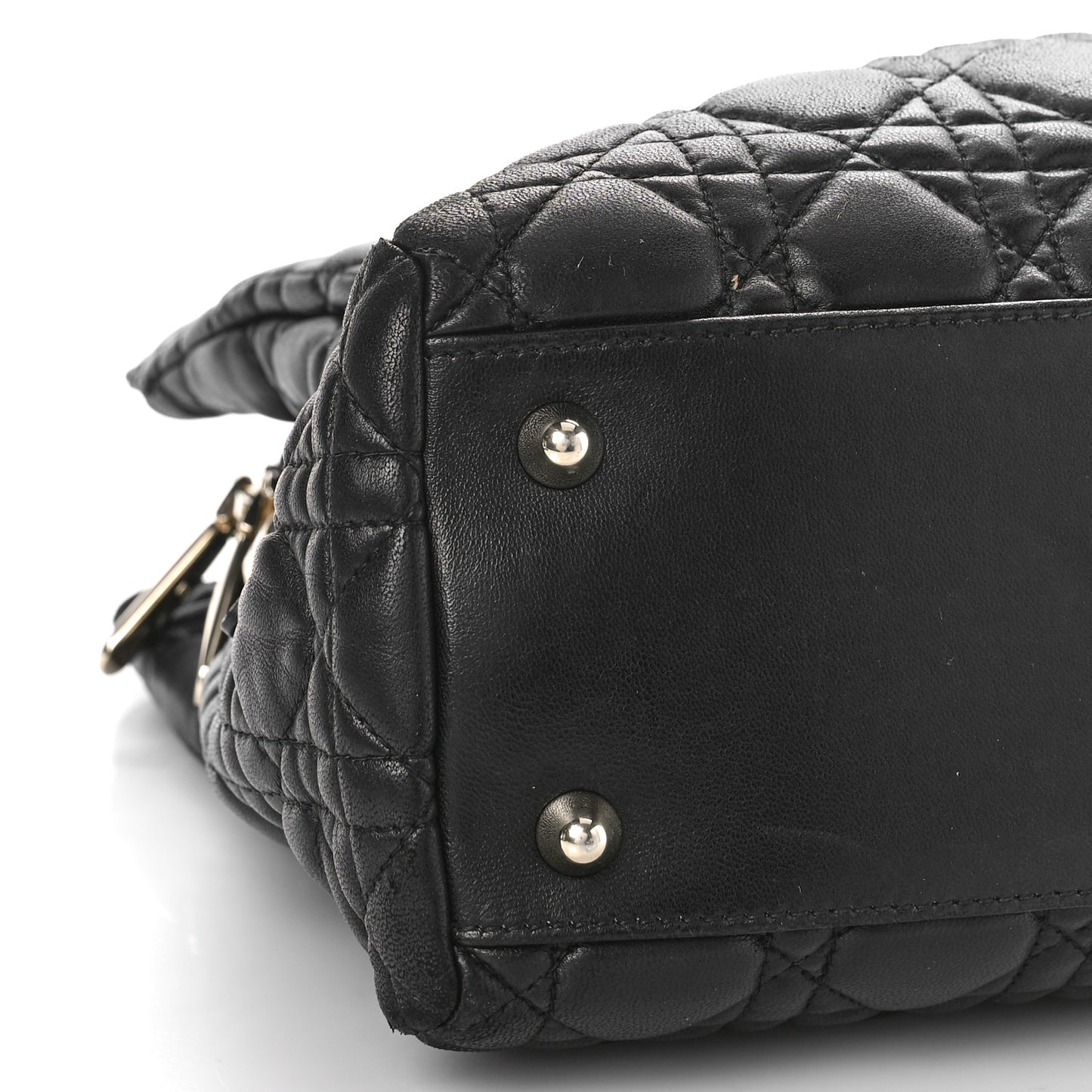 Lambskin Cannage Small Dior Soft Zipped Shopping Tote Black