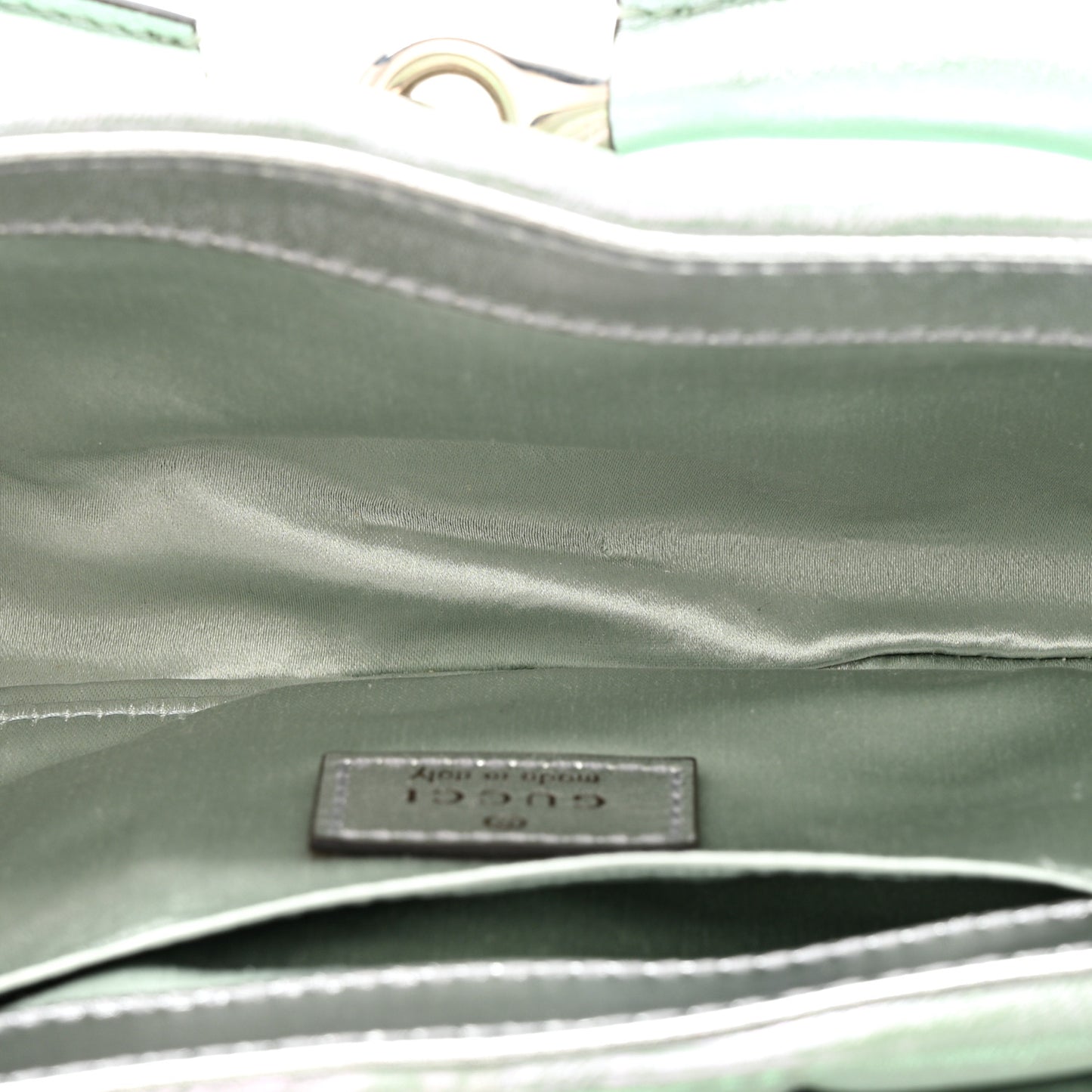 Iridescent Nappa Vertical Matelasse Medium Maxi Horsebit Chain Shoulder Bag Iridescent Salvy Green
