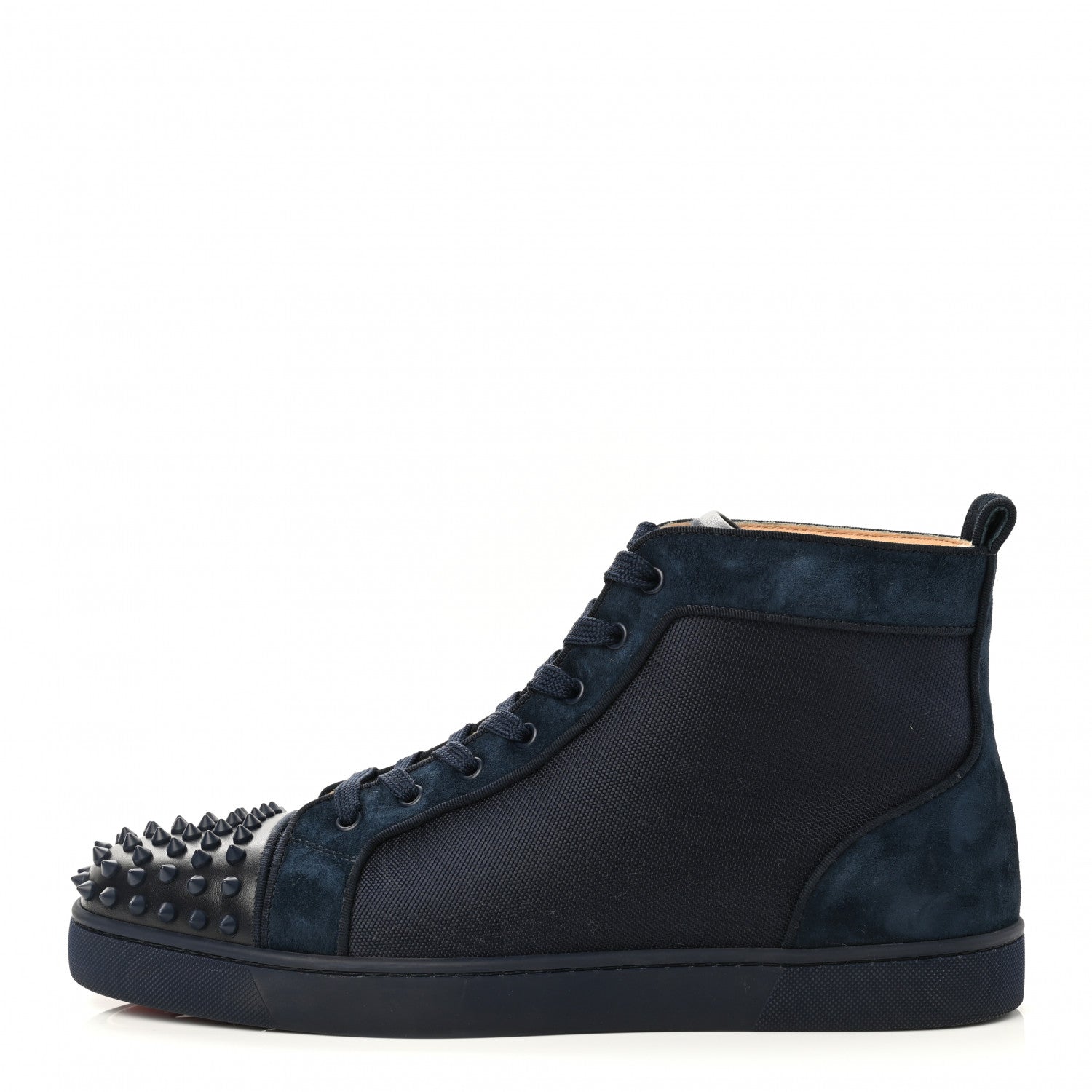 Christian Louboutin Nylon Suede Calfskin Mens Louis Spikes Flat Sneakers 45.5 Blue 1 of 11