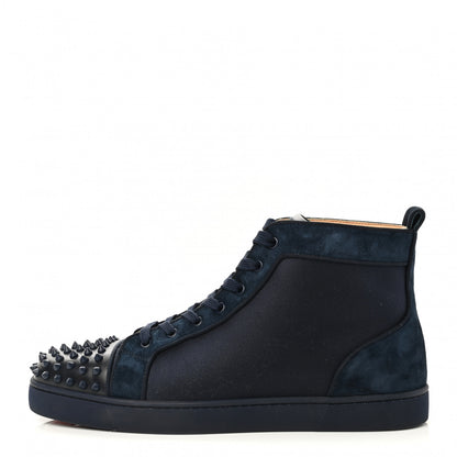 Christian Louboutin Nylon Suede Calfskin Mens Louis Spikes Flat Sneakers 45.5 Blue 1 of 11