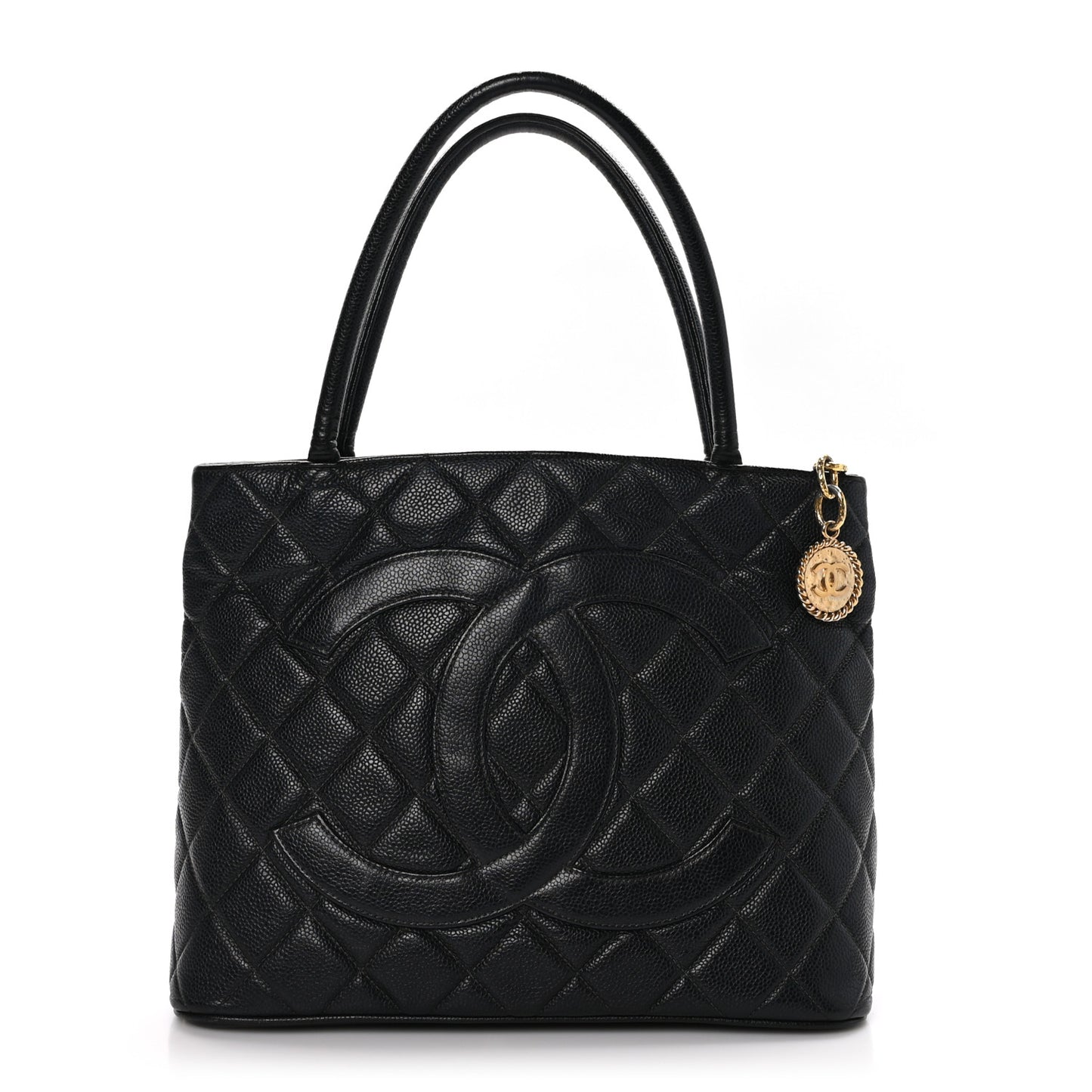 Caviar Quilted Medallion Tote Black
