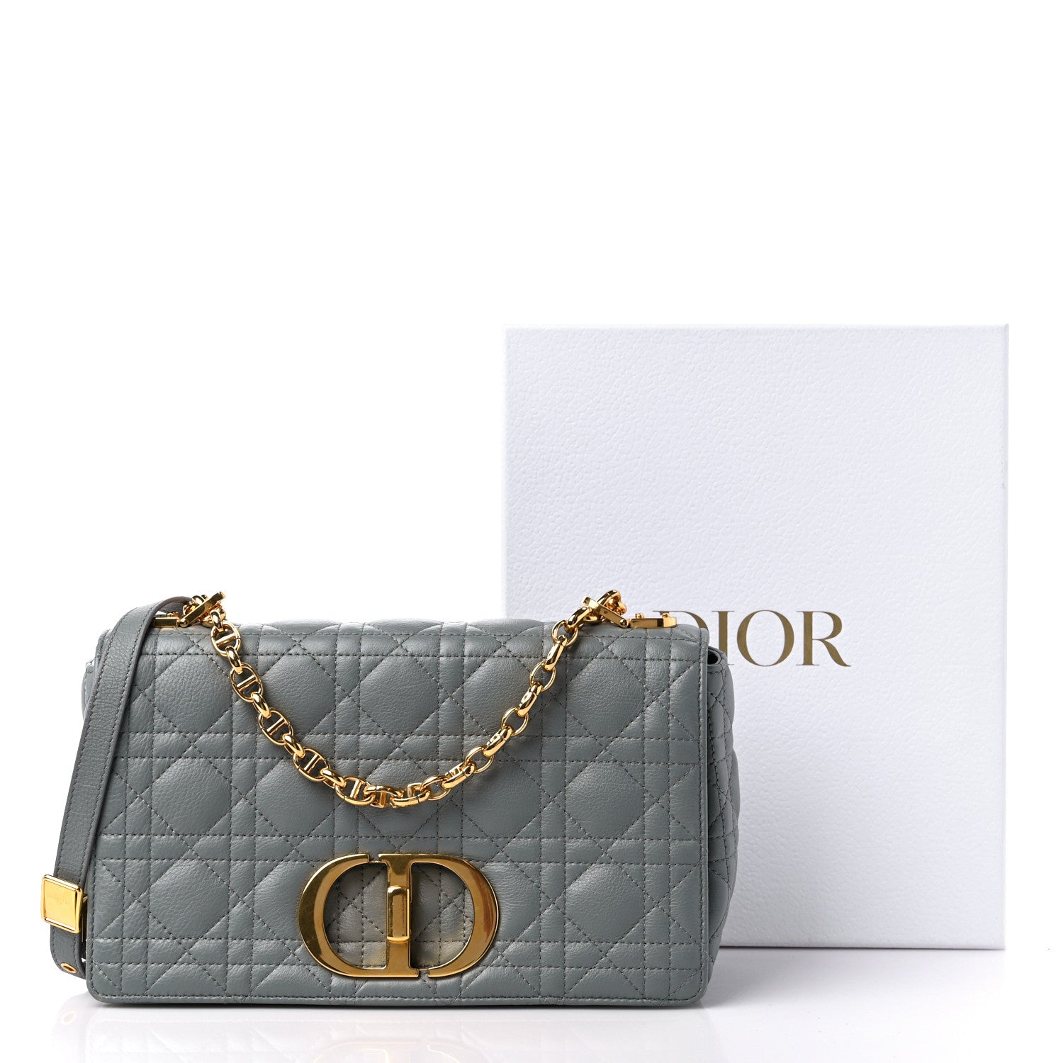 Christian Dior Supple Calfskin Cannage Medium Caro Bag Ethereal Grey 11 of 11