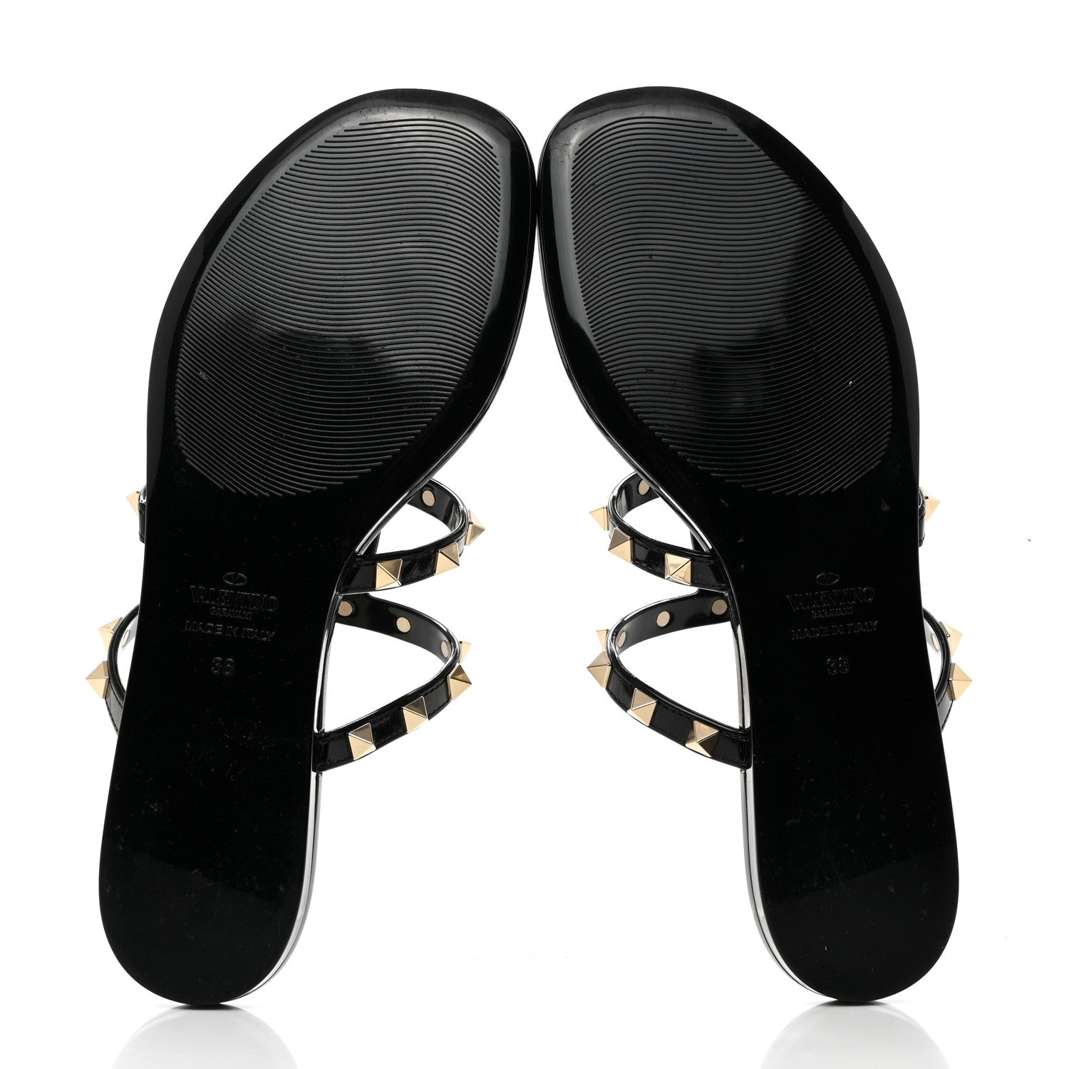 Valentino Garavani PVC Jelly Rockstud Caged Flat Thong Sandals 38 Black 5 of 8