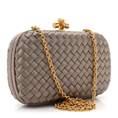 Bottega Veneta Satin Ayers Intrecciato Chain Knot Clutch 3 of 8