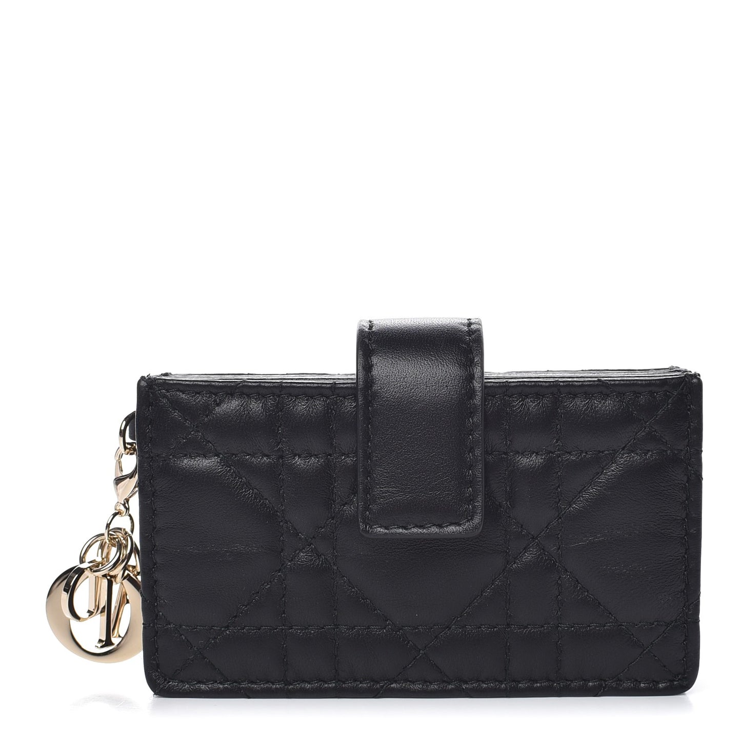 Lambskin Cannage Lady Dior 5-Gusset Card Holder Black