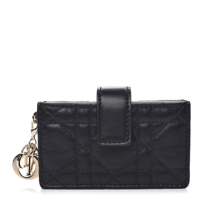 Christian Dior Lambskin Cannage Lady Dior 5-Gusset Card Holder Black 1 of 8