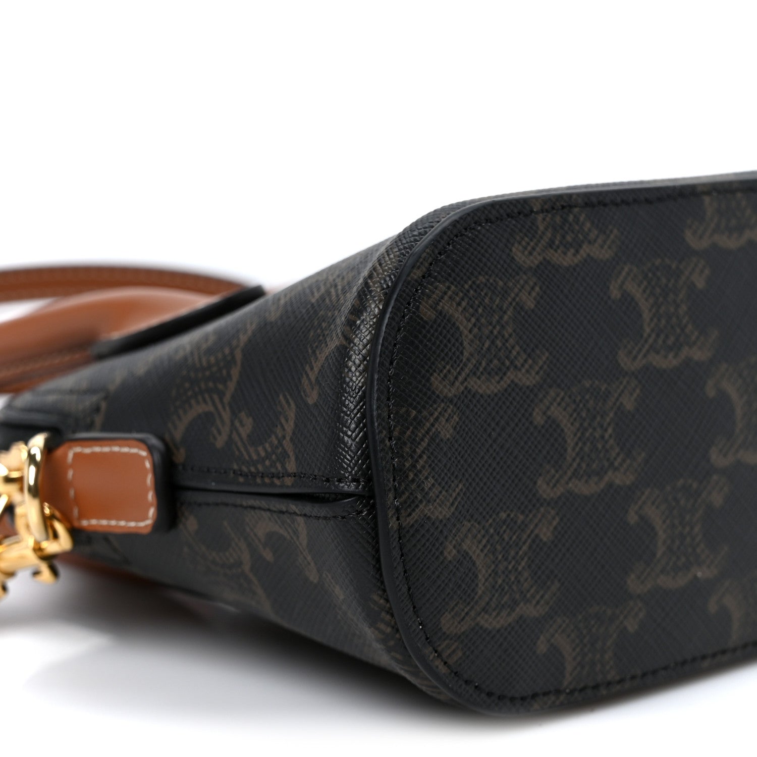 Celine Canvas Calfskin Triomphe Mini Honorine Bag Tan 7 of 9