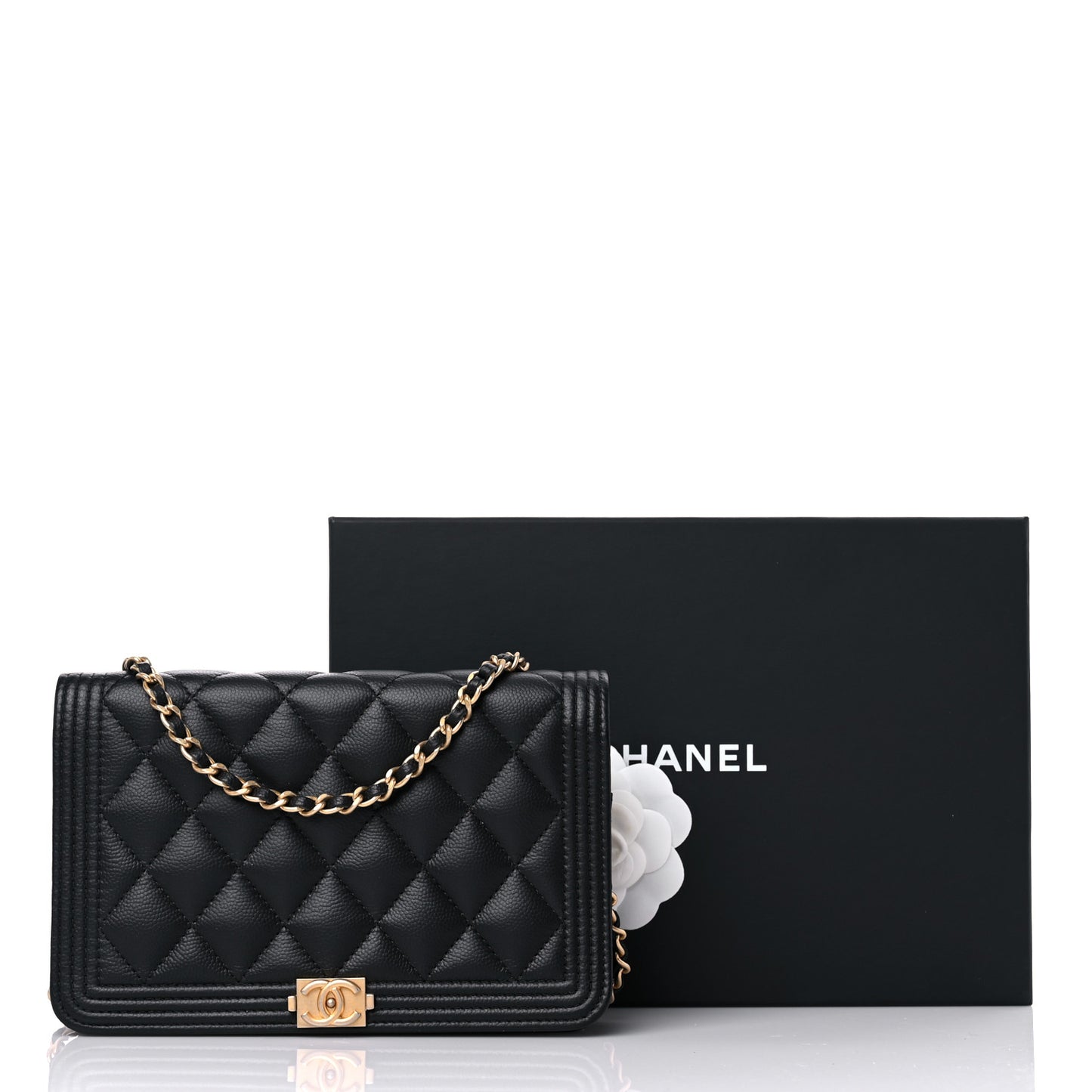 Caviar Quilted Boy Wallet On Chain WOC Black