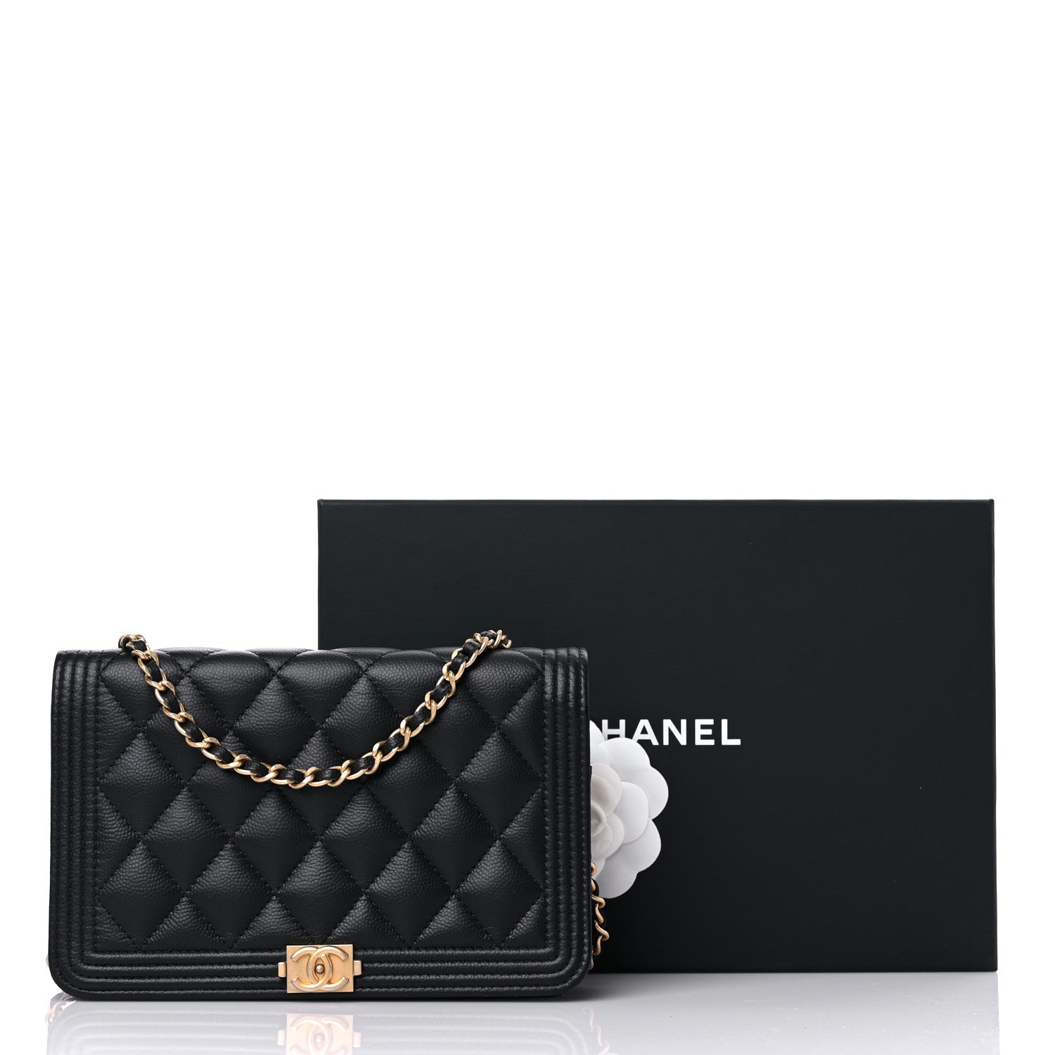 Chanel Caviar Quilted Boy Wallet On Chain WOC Black 15 of 15