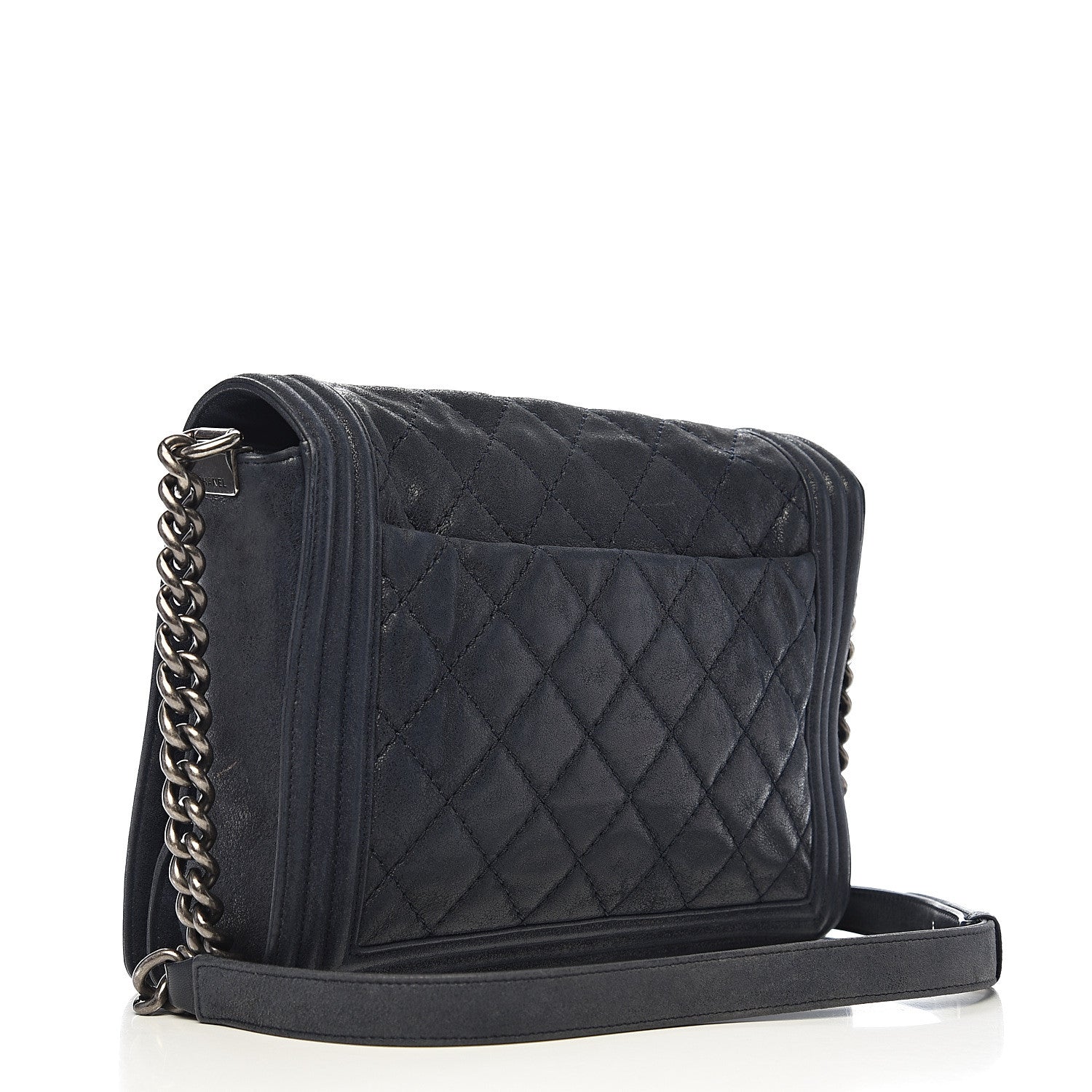 Chanel Goatskin Quilted Medium Gentle Boy Flap Navy Blue 2 of 10