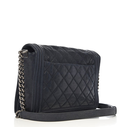 Chanel Goatskin Quilted Medium Gentle Boy Flap Navy Blue 2 of 10