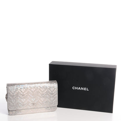 Chanel Iridescent Lizard Embossed Wallet on Chain WOC Silver 5 of 8