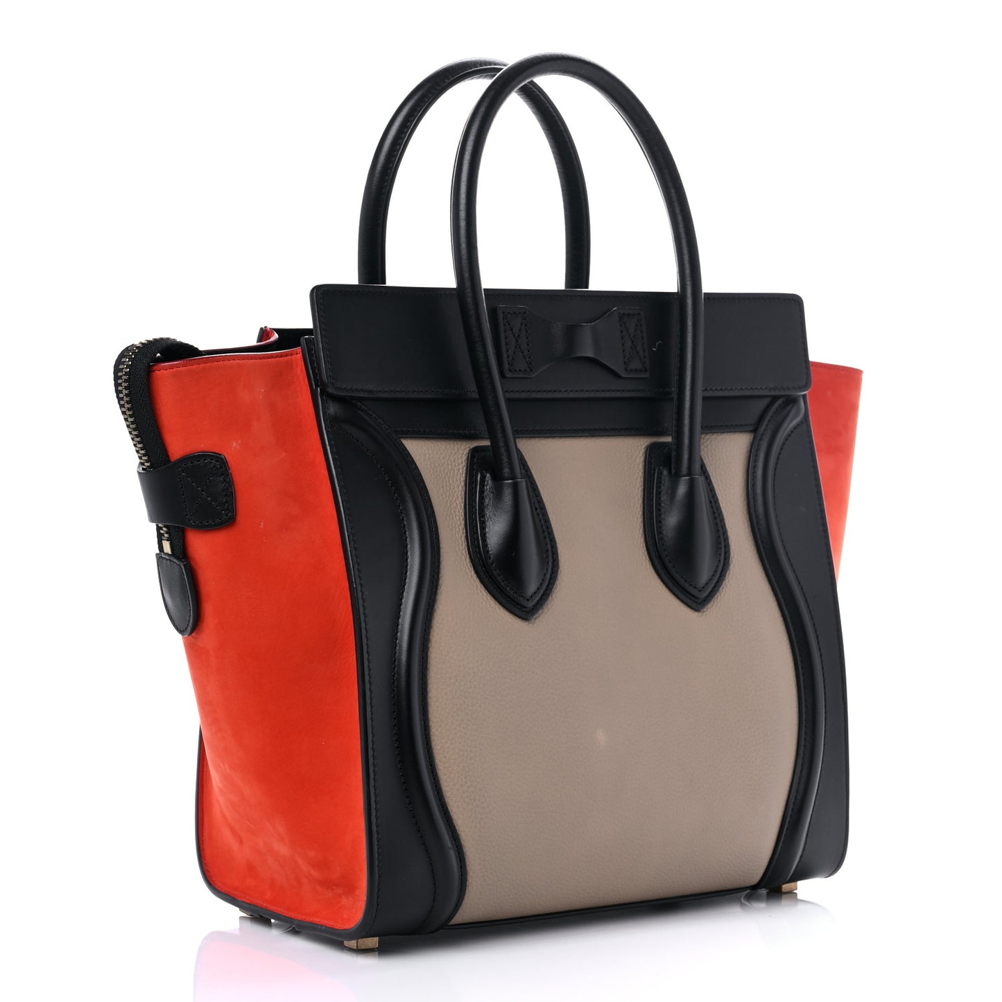 Drummed Calfskin Nubuck Tri-color Micro Luggage Natural