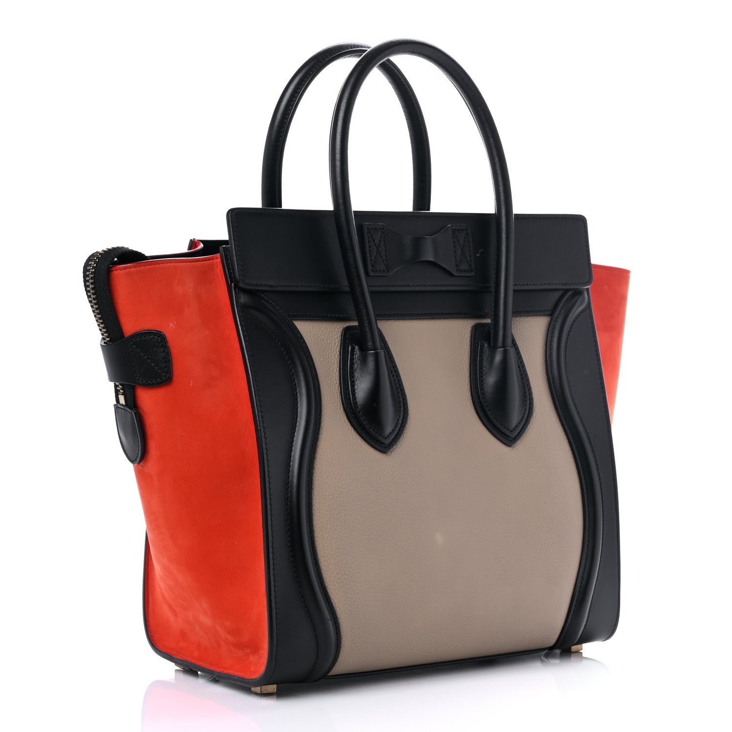 Celine Drummed Calfskin Nubuck Tri-color Micro Luggage Natural 2 of 13