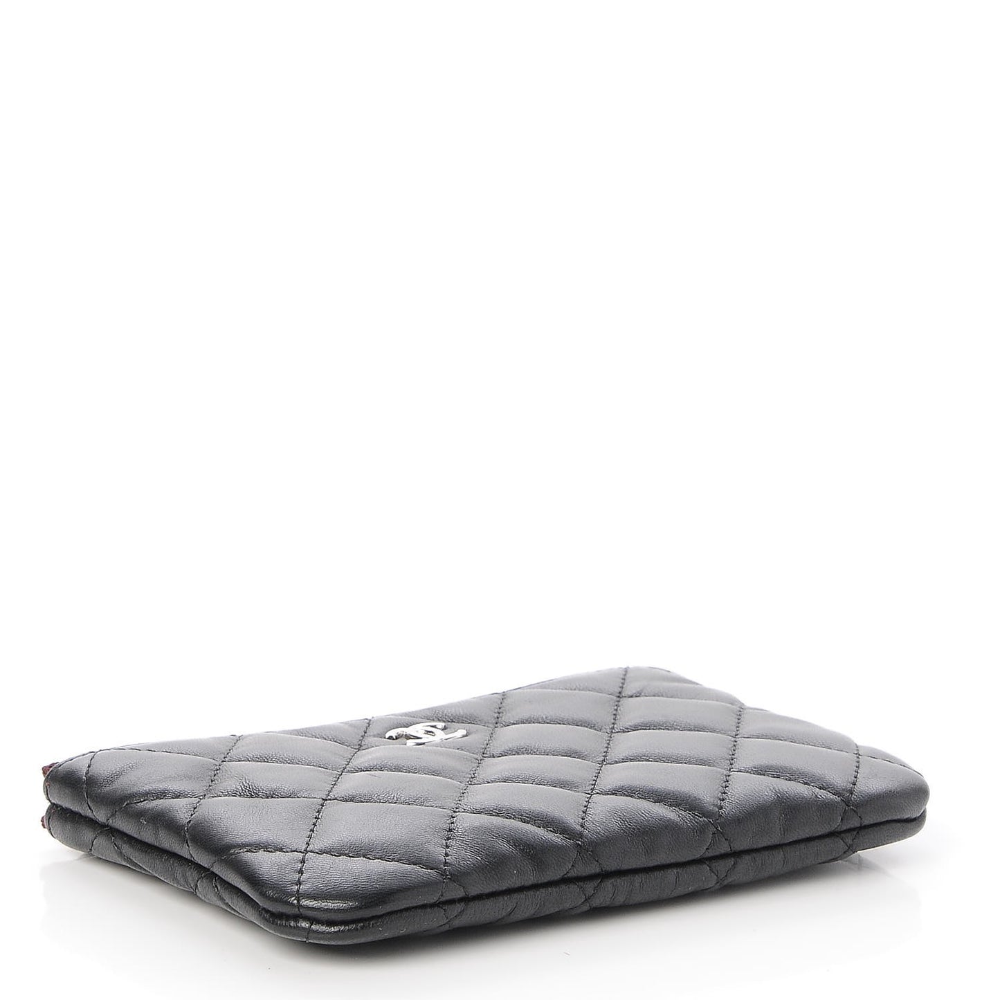 Lambskin Quilted Small Cosmetic Case Black