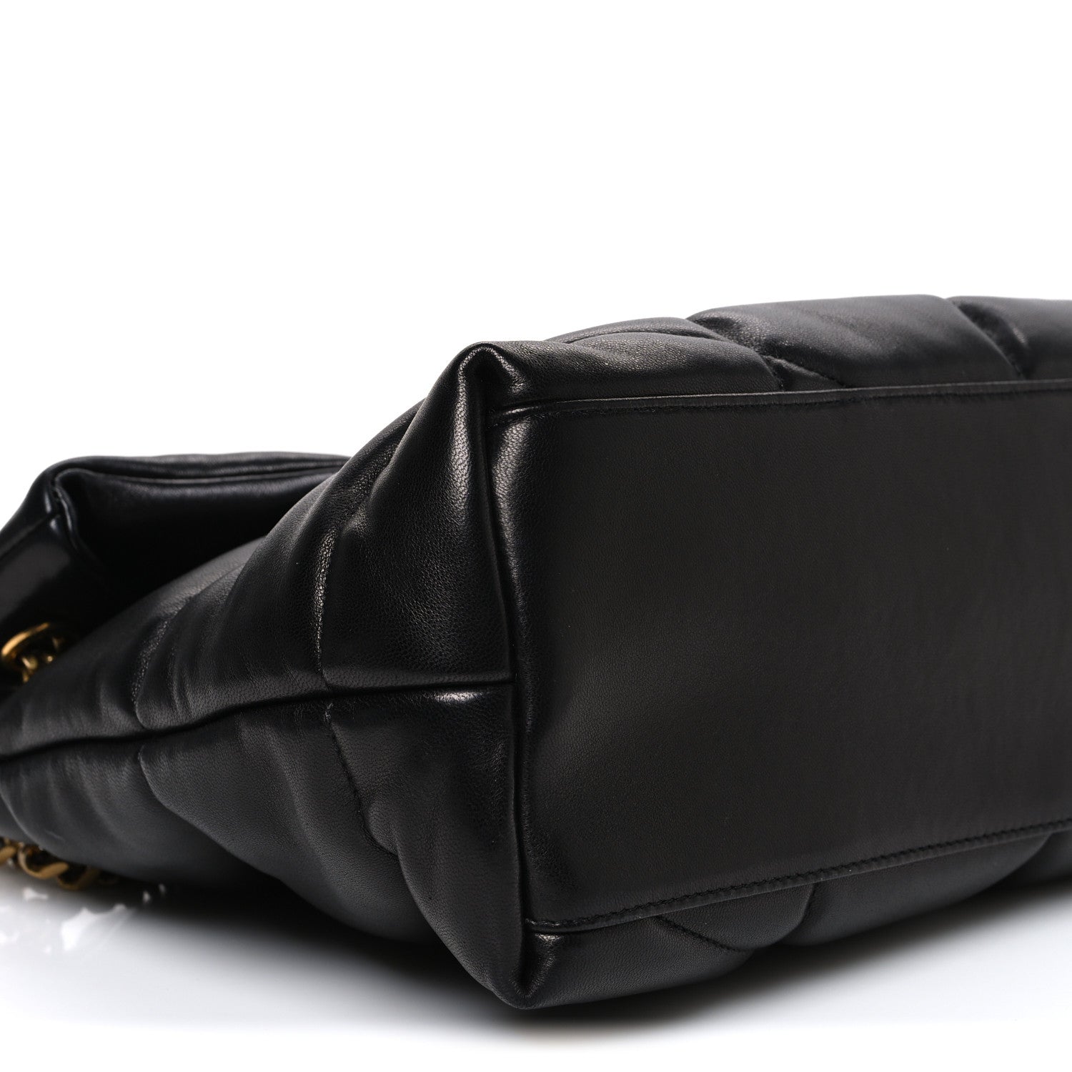 Saint Laurent Lambskin Quilted Medium Loulou Puffer Monogram Chain Satchel Black 9 of 10