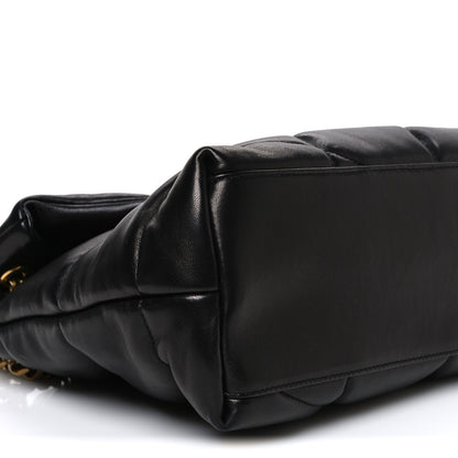 Saint Laurent Lambskin Quilted Medium Loulou Puffer Monogram Chain Satchel Black 9 of 10