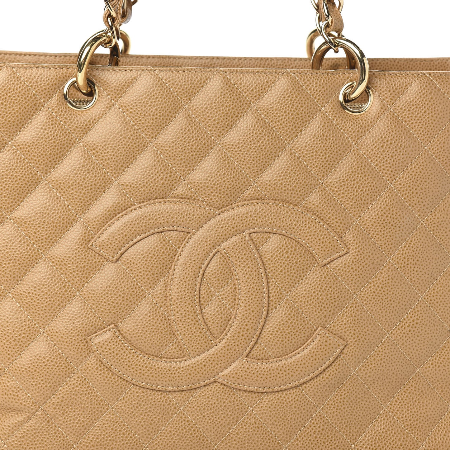 Caviar Quilted Grand Shopping Tote GST Beige