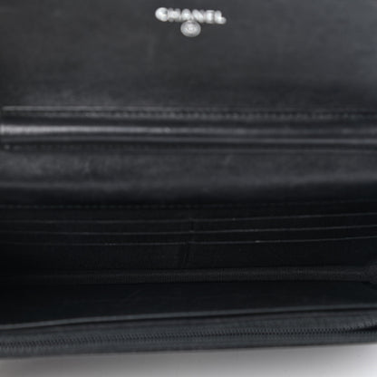 Chanel Crumpled Calfskin Quilted Wallet On Chain WOC So Black 4 of 6