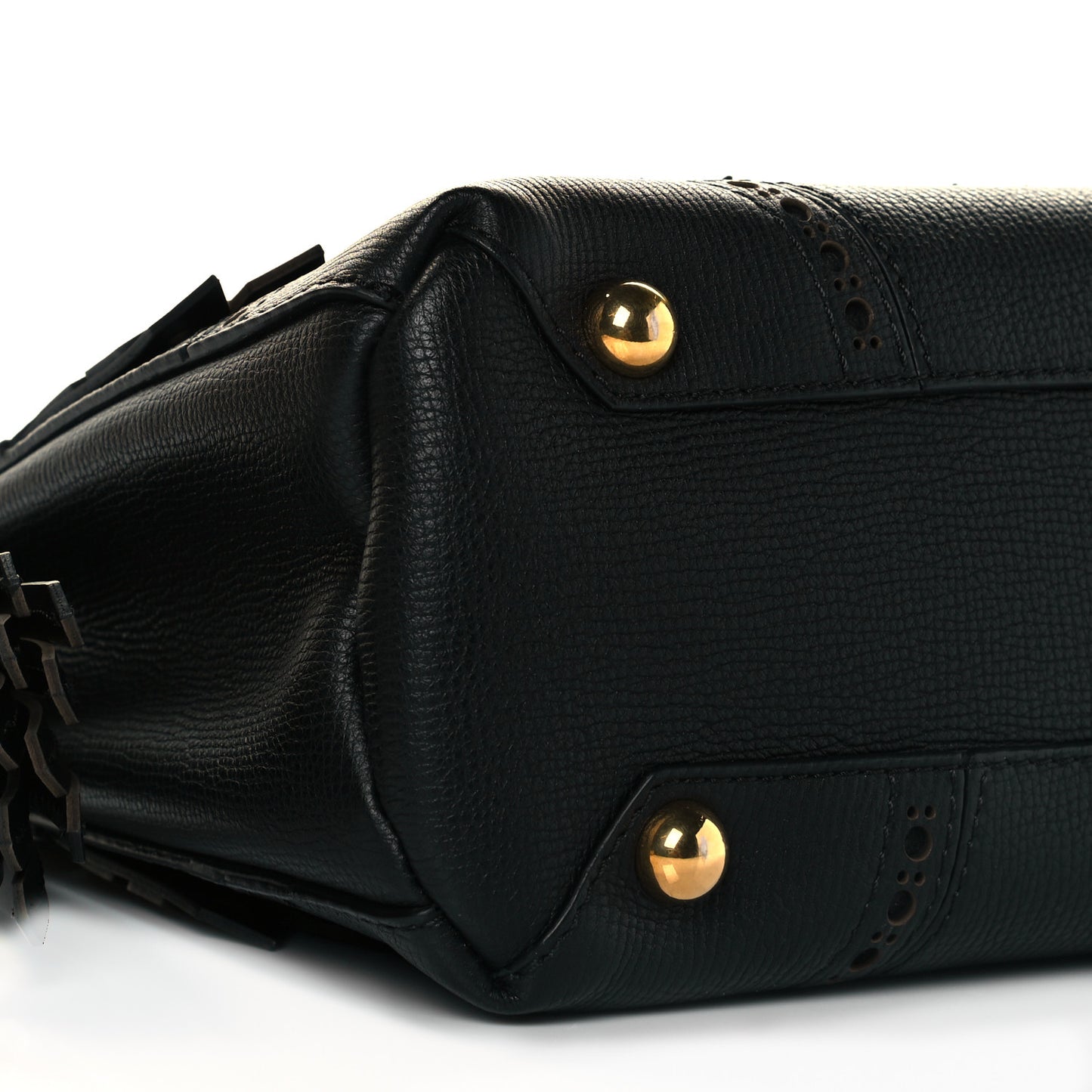 Calfskin Broguing Small Banner Tote Black