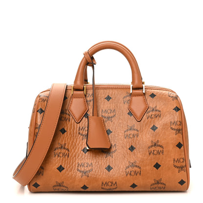 MCM Visetos Small Ella Boston Bag Cognac 1 of 9