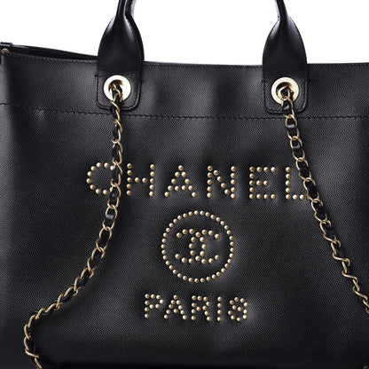 Chanel Caviar Medium Studded Deauville Tote Black 10 of 10