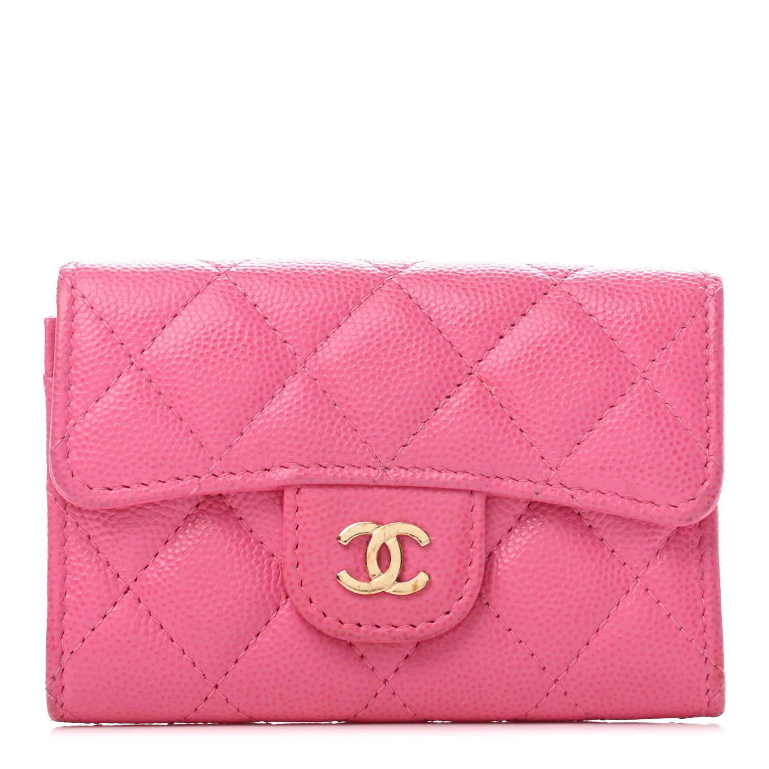 Chanel Caviar Quilted Flap Card Holder Wallet Pink 1 of 8