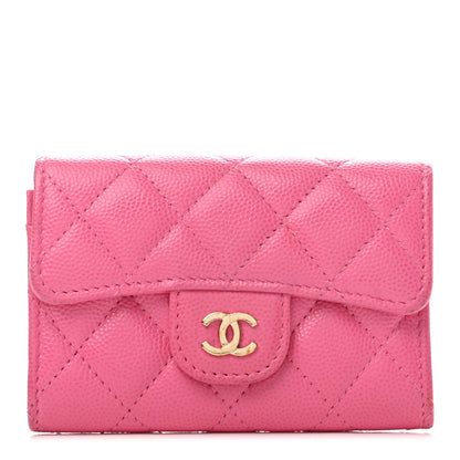 Chanel Caviar Quilted Flap Card Holder Wallet Pink 1 of 8