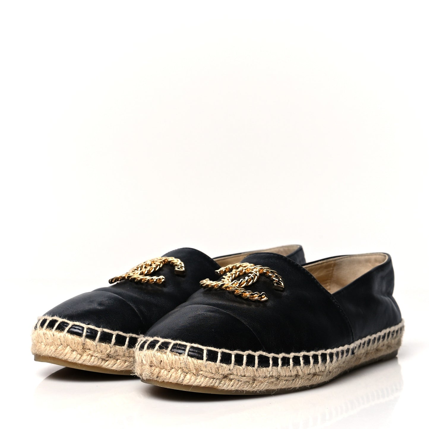 Calfskin Chain CC Espadrilles 36 Black