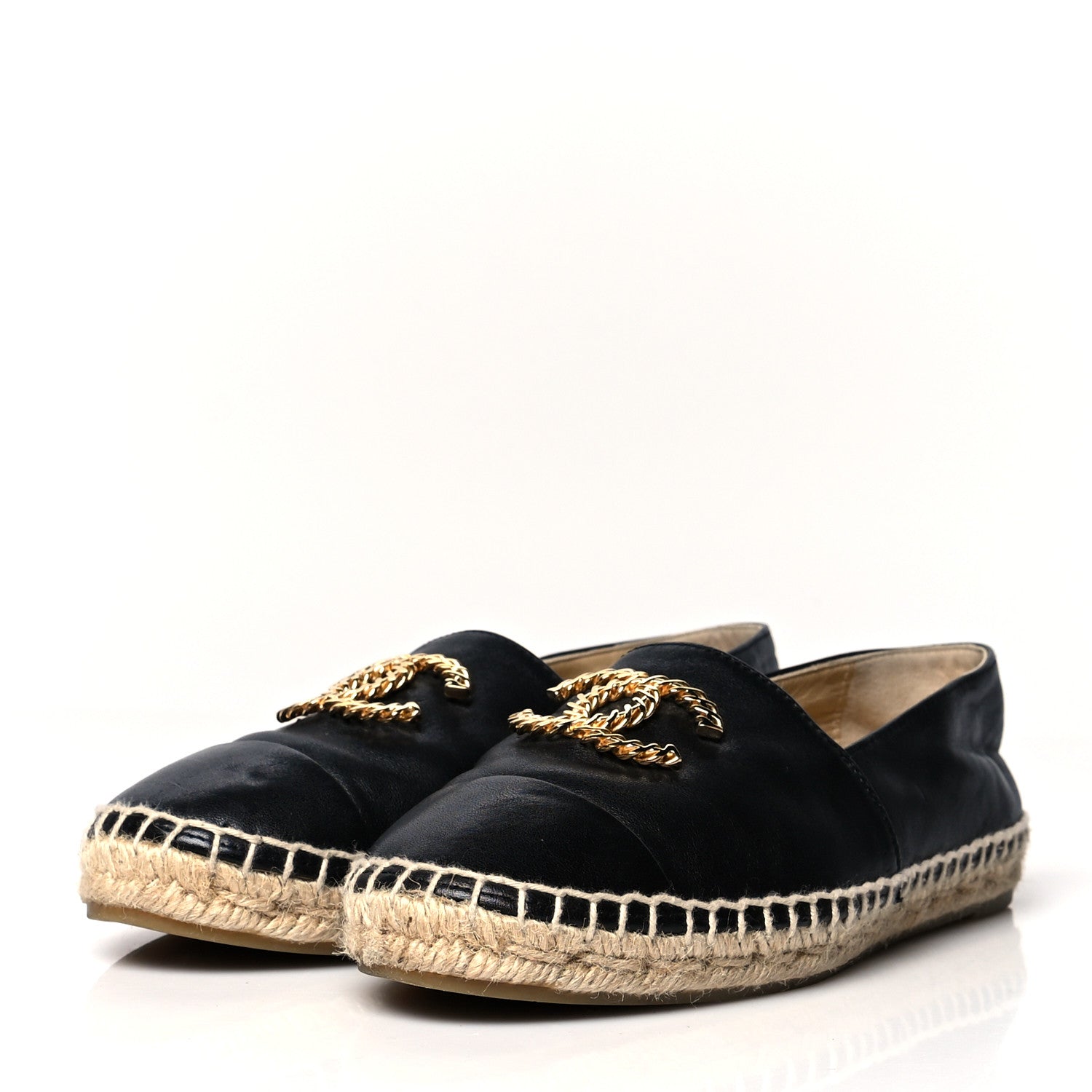 Chanel Calfskin Chain CC Espadrilles 36 Black 3 of 11