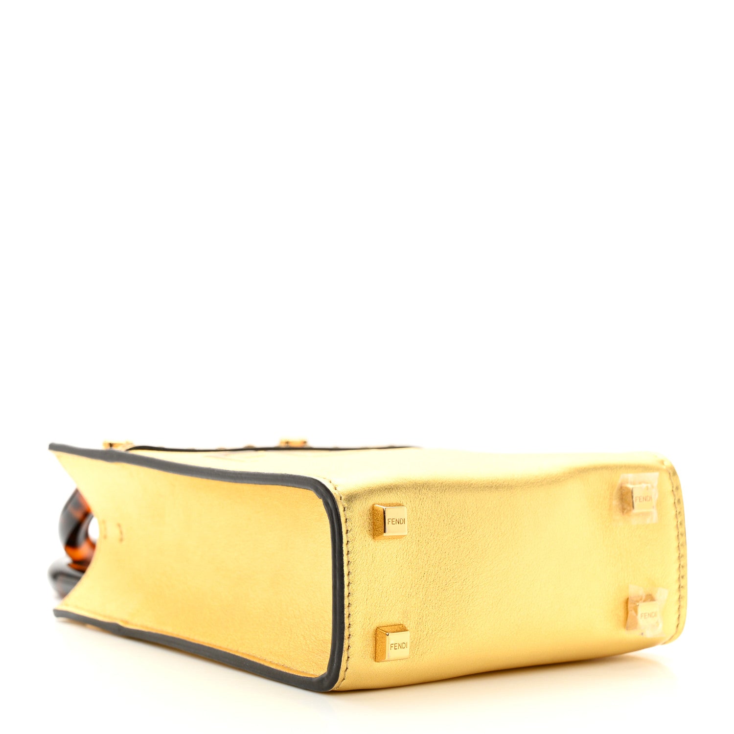 Fendi Vitello Catalan Mirror Plexiglass Mini Fendi Sunshine Shopper Tote Gold 4 of 11