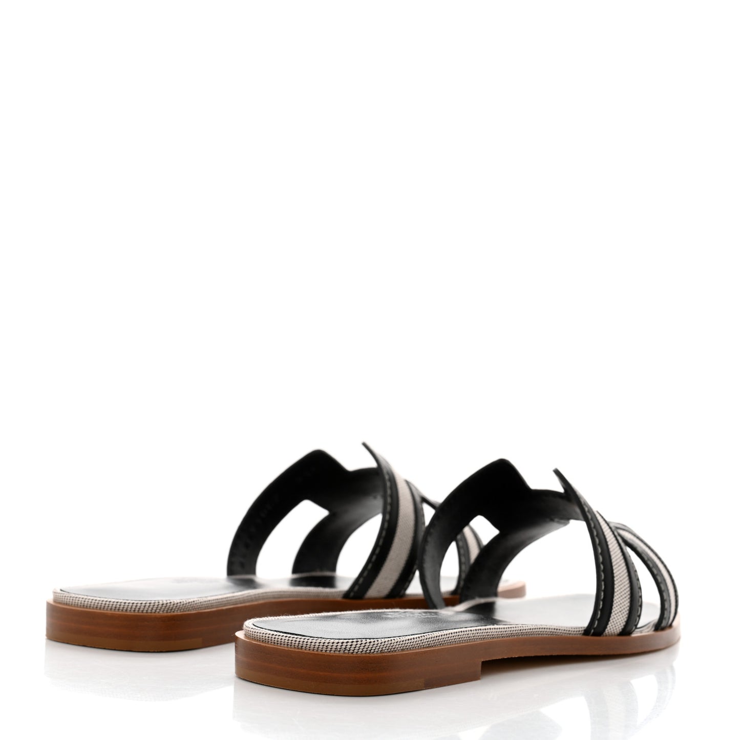 Calfskin Canvas Oran Sandals 36.5 Black