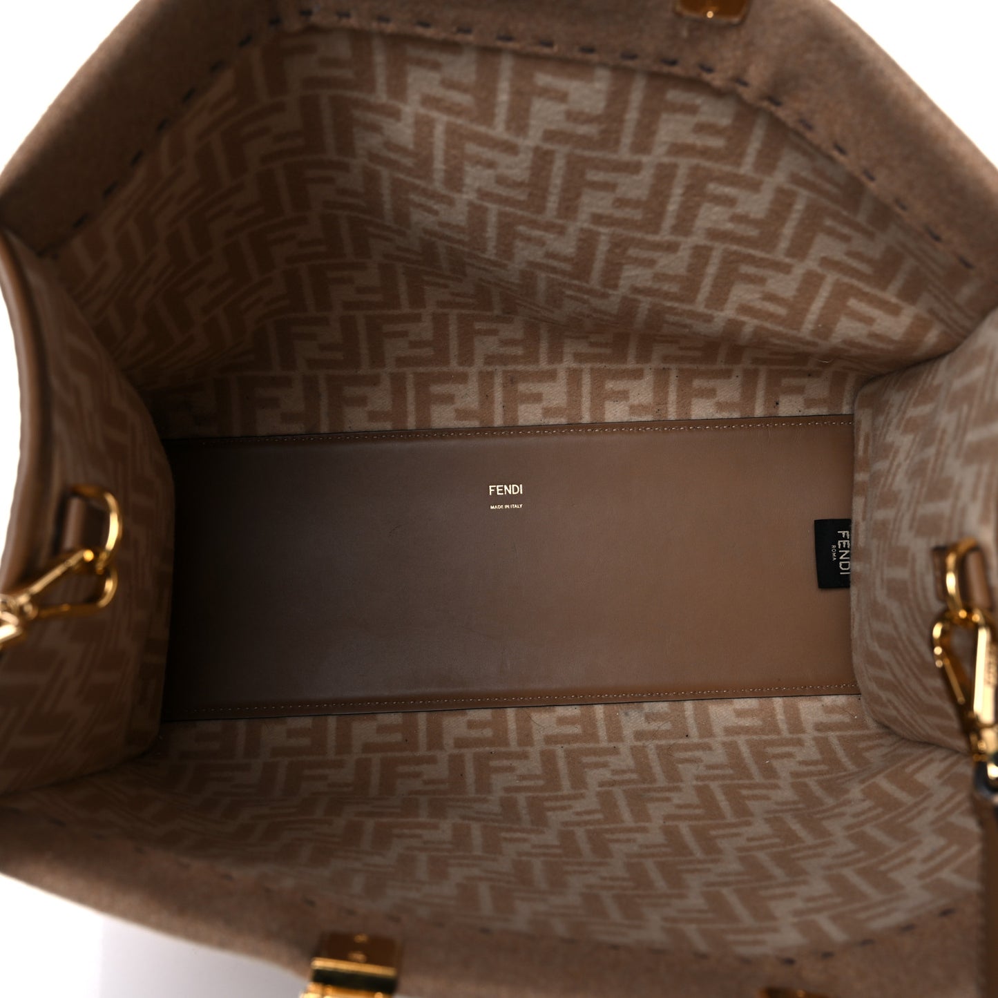 Flannel Vitello King Wool Plexiglass FF Logo Embroidered Medium Fendi Sunshine Shopper Tote Brown