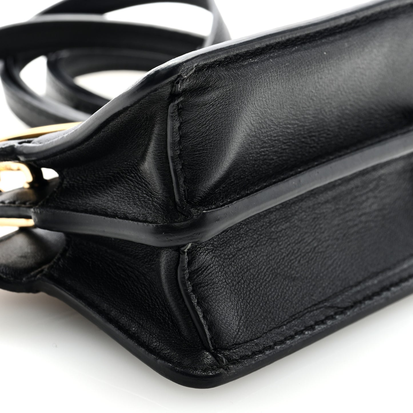 Shiny Nappa Nano Peekaboo Maxi Handle Satchel Black