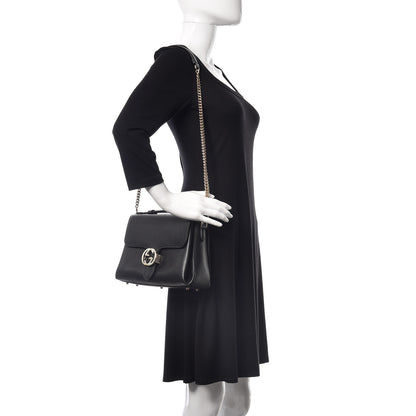 Gucci Dollar Calfskin Interlocking G Top Handle Shoulder Bag Black 2 of 12
