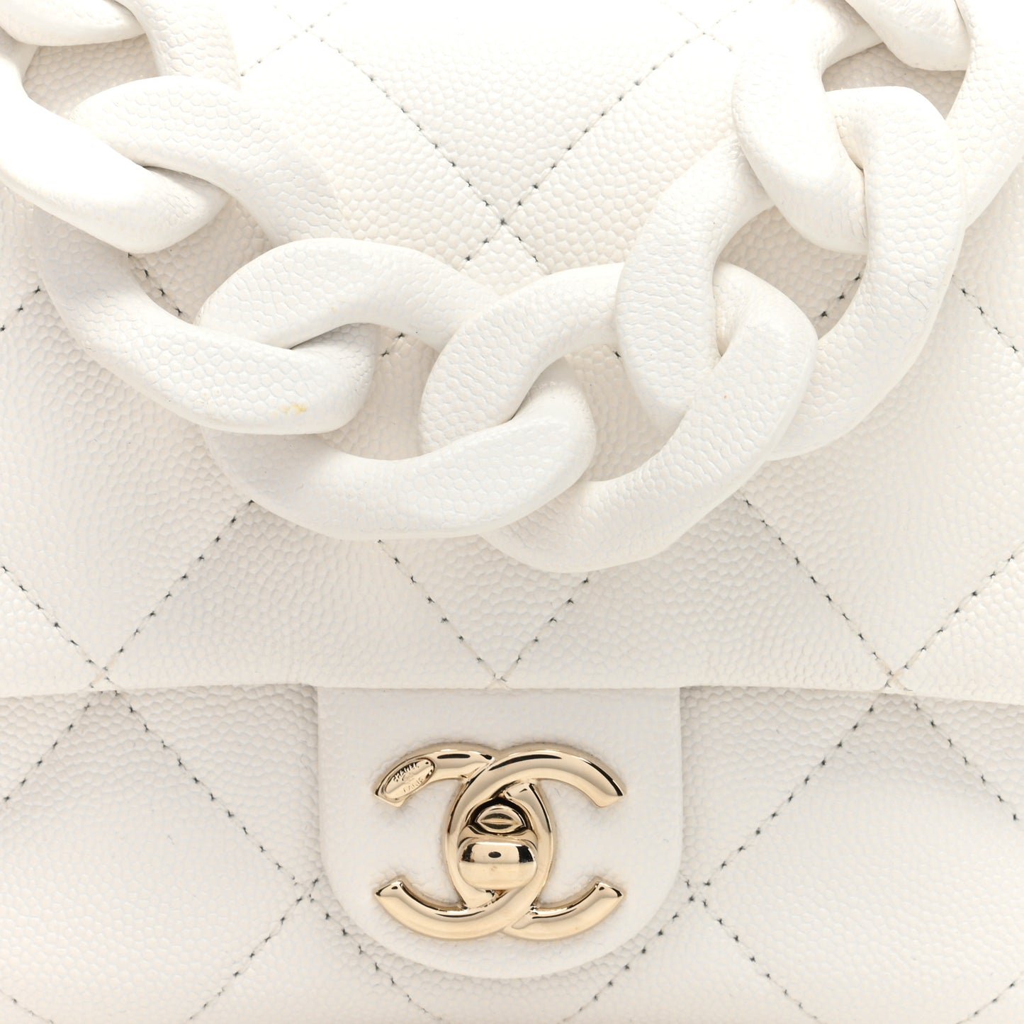 Caviar Quilted Funky Match Mini Flap White