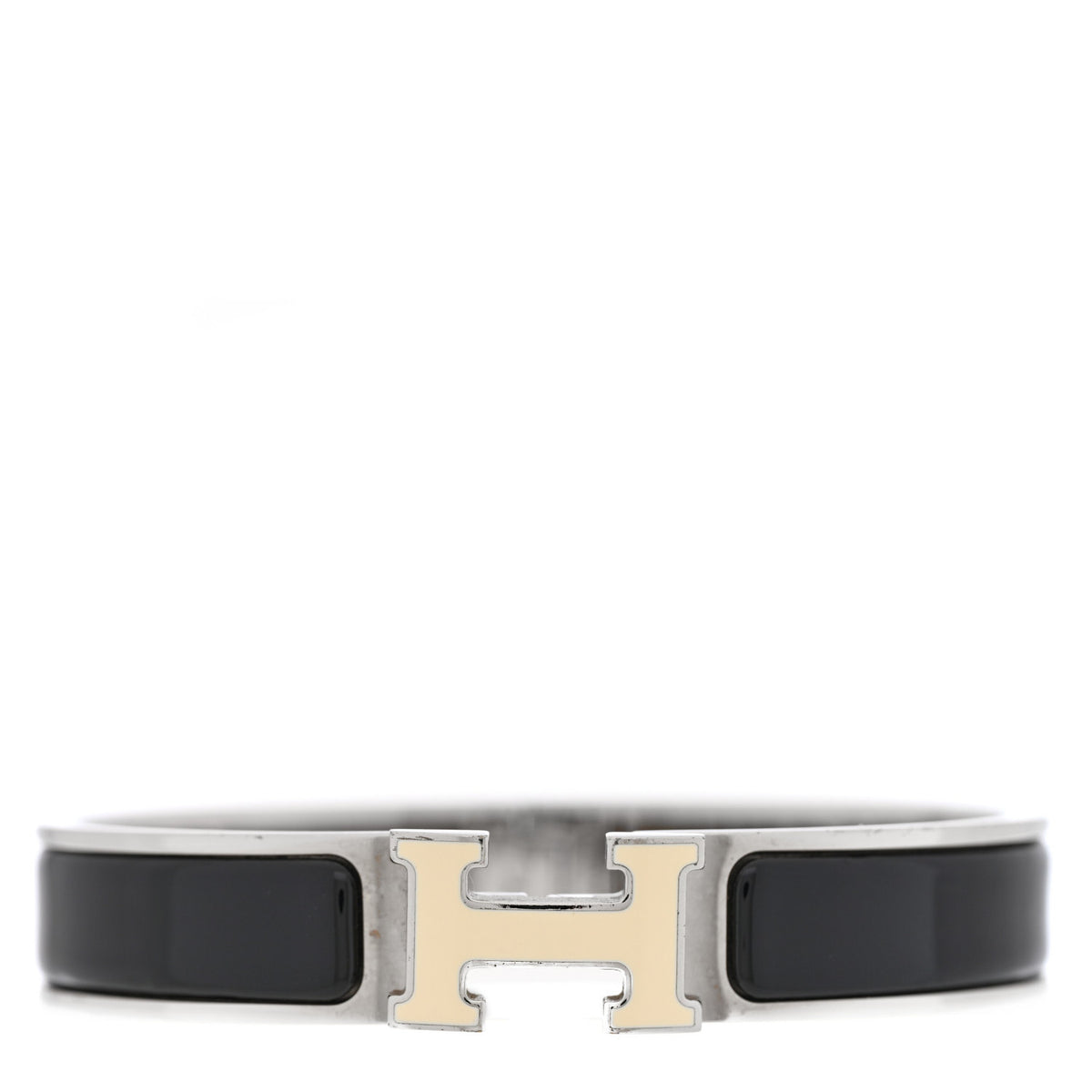Enamel Narrow Clic Clac H Bracelet GM Black White