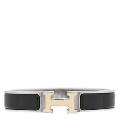 Hermes Enamel Narrow Clic Clac H Bracelet GM Black White 1 of 4