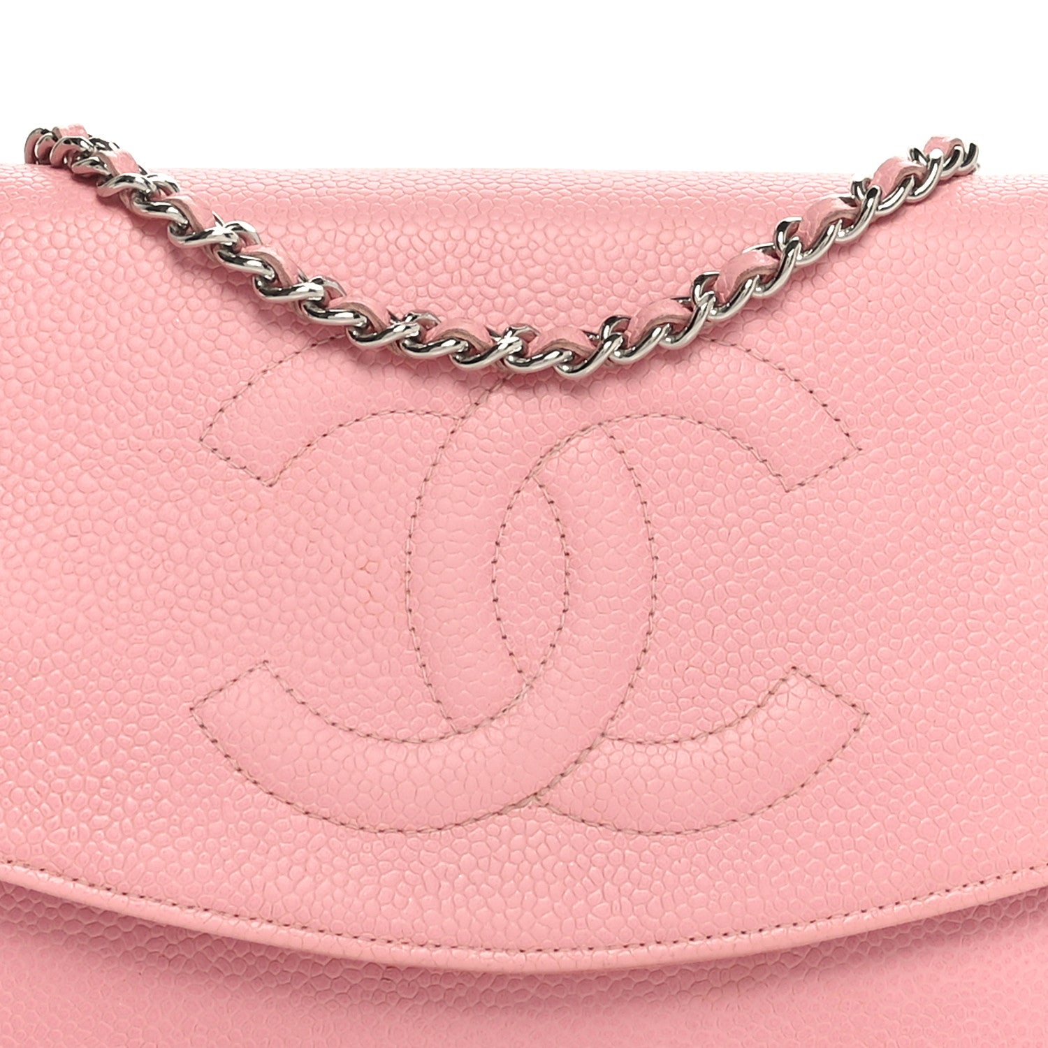 Chanel Caviar Timeless CC Wallet on Chain WOC Pink 8 of 12