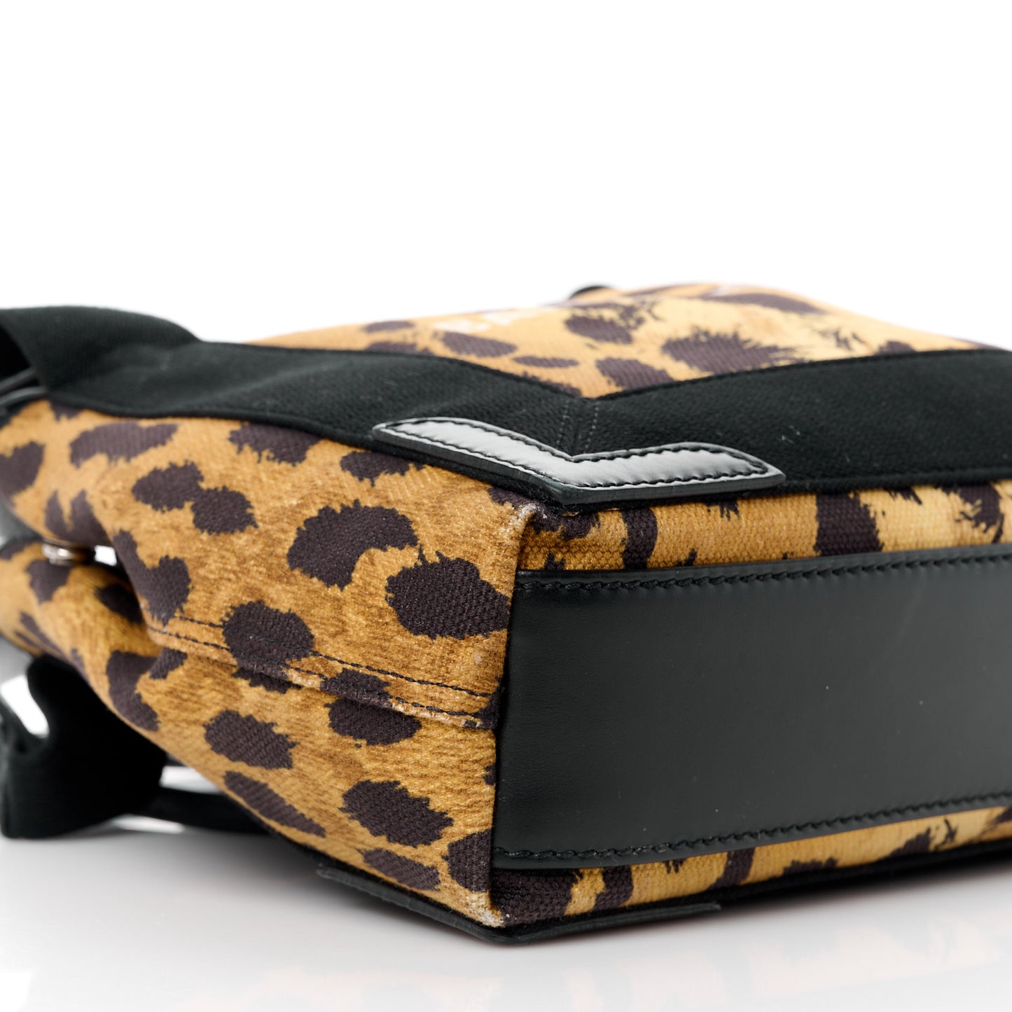 Cotton Canvas Satin Calfskin Leopard Print Navy Cabas XS Beige Black
