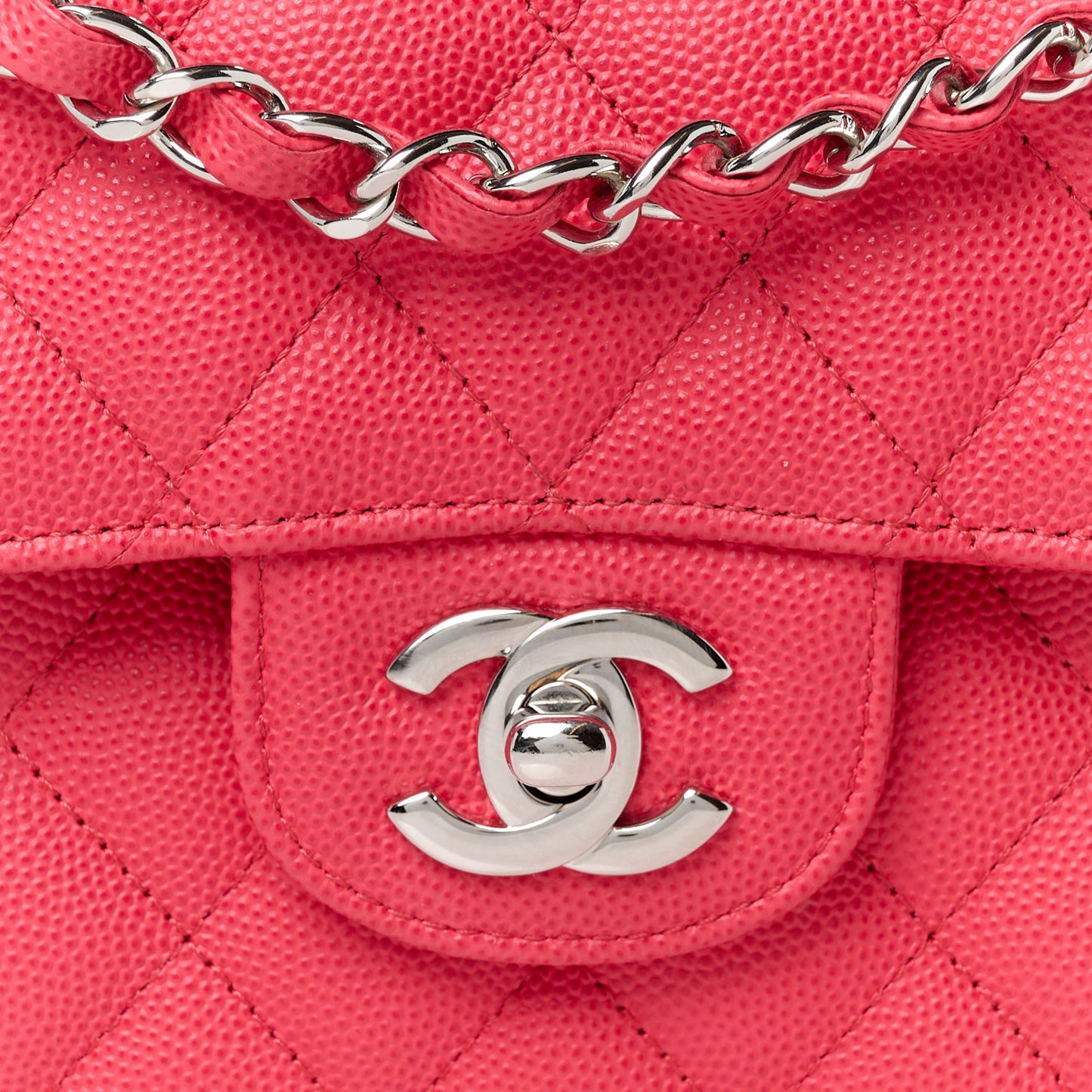 Caviar Quilted Medium Double Flap Dark Pink
