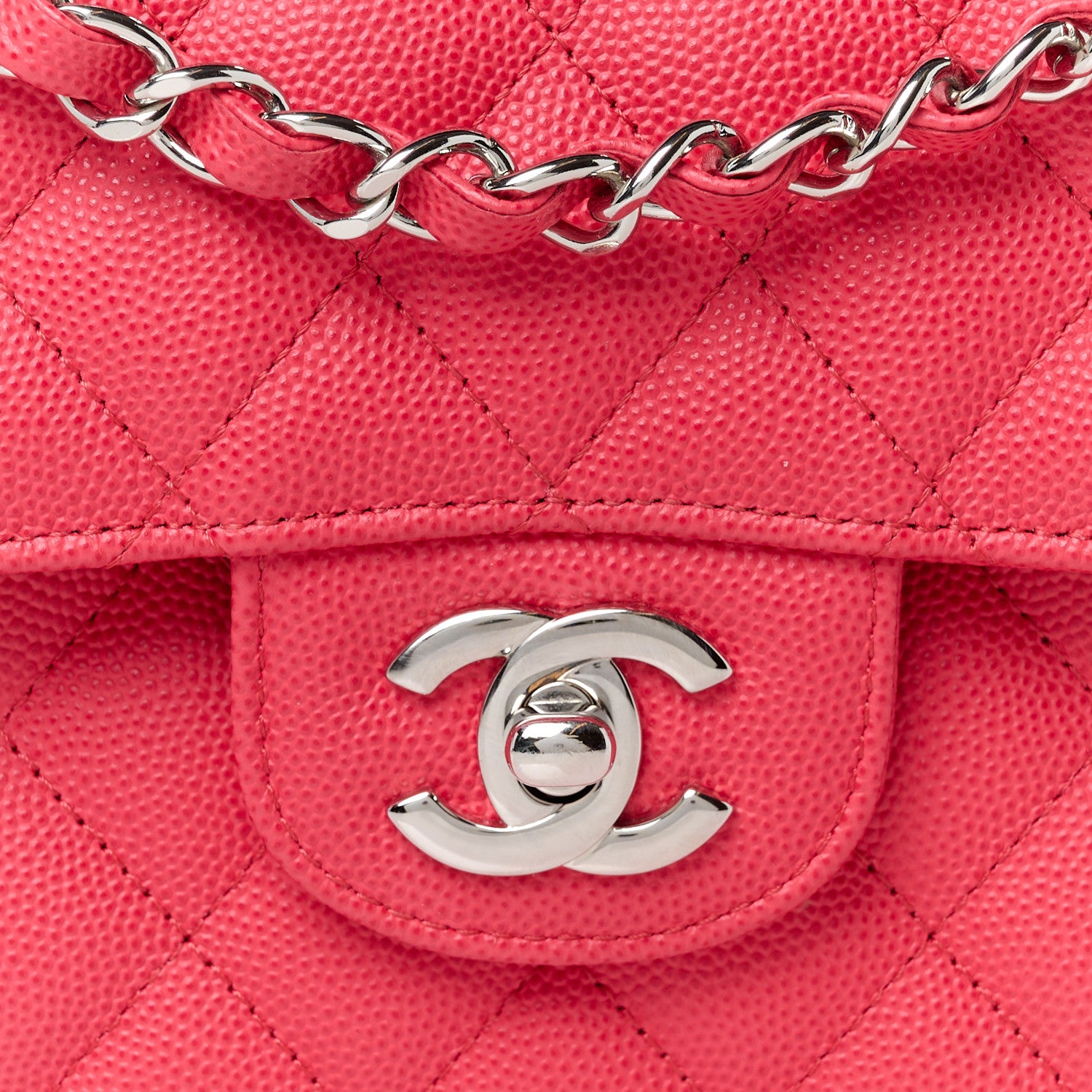 Chanel Caviar Quilted Medium Double Flap Dark Pink 9 of 11