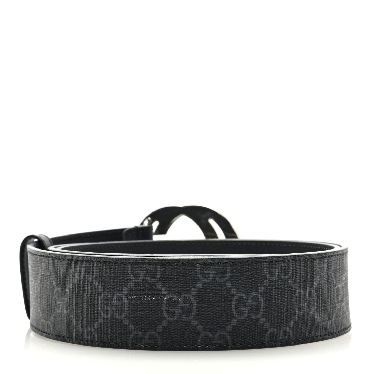 GG Supreme Monogram Selleria Calfskin Interlocking G 40mm Belt 105 42 Black Grey