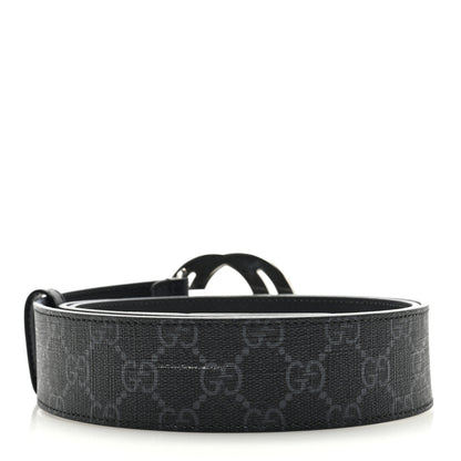 Gucci GG Supreme Monogram Selleria Calfskin Interlocking G 40mm Belt 105 42 Black Grey 2 of 4
