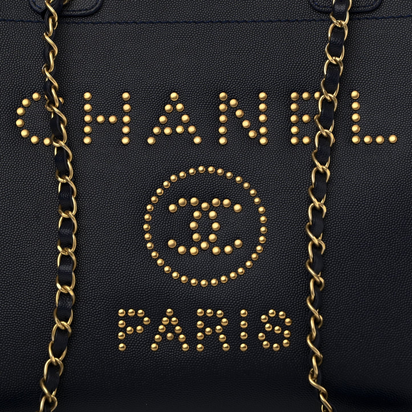 Caviar Small Studded Deauville Tote Navy
